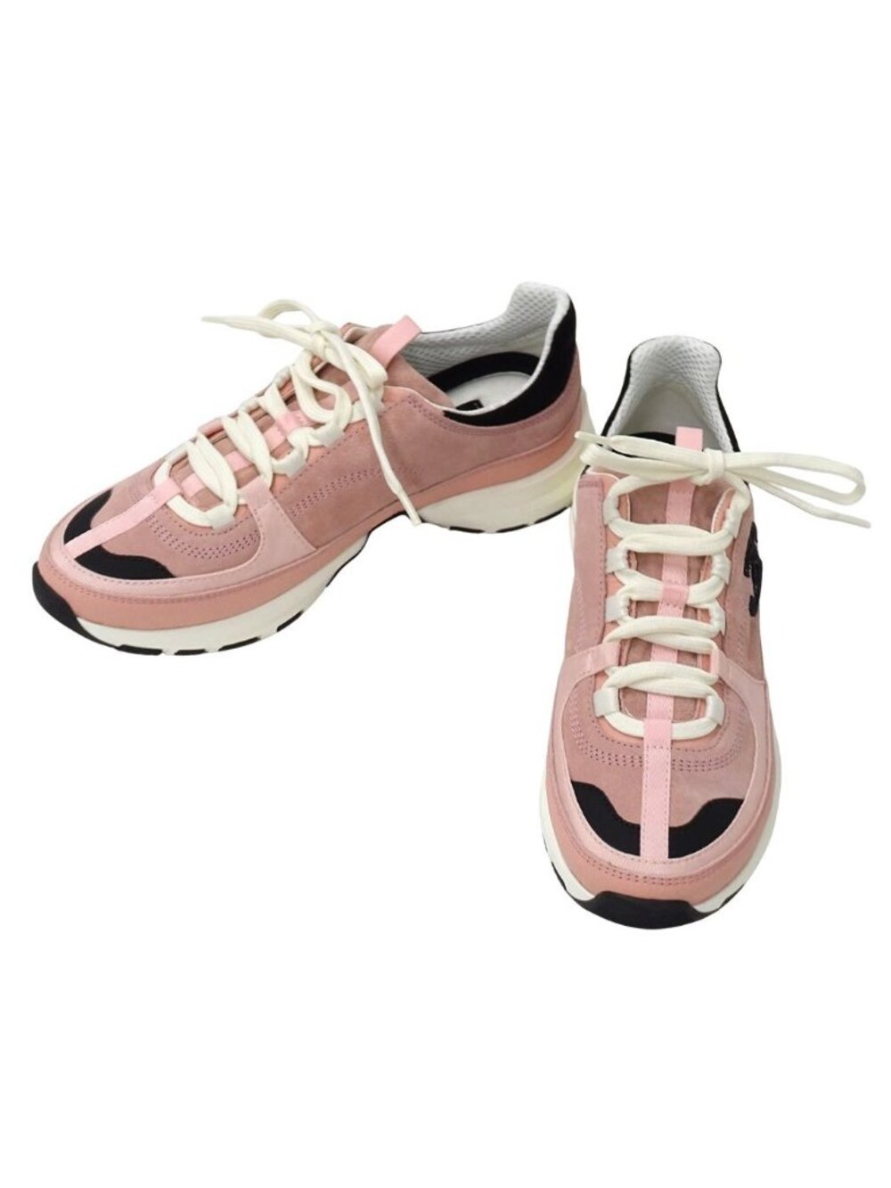 Chanel Sneakers Suede Pink CC Logo Casual